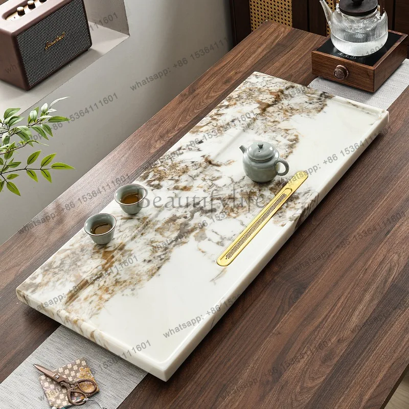 Best Sellers Marble Glass Tea Tray Pot Office Table Accessories Ceremony Drainage Luxury Tea Tray Hospitality Desk Bandejas Home