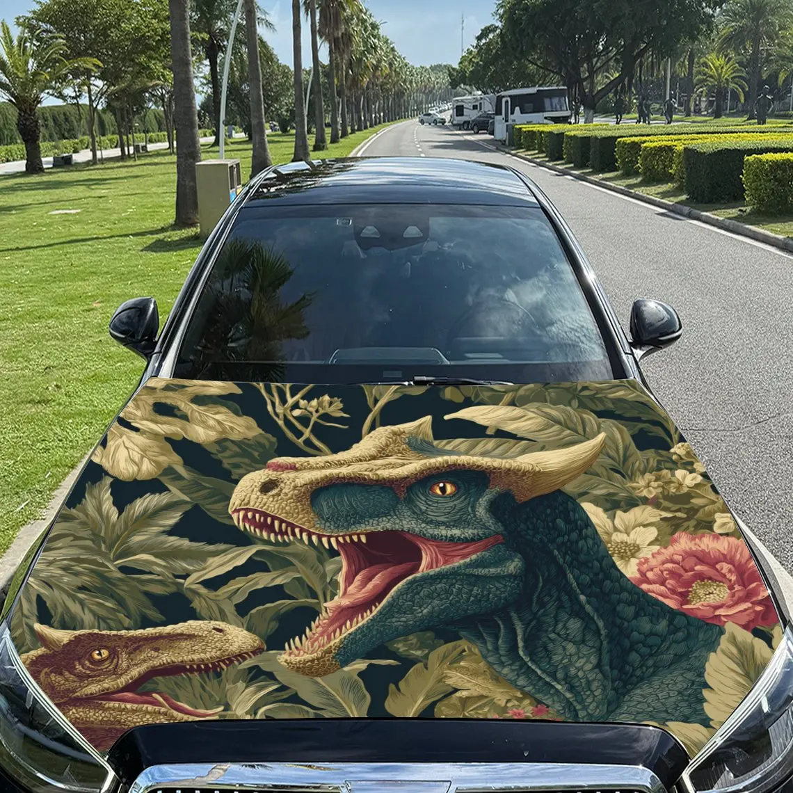 Car Decals Dinosaurs with a Vivid, Prehistoric - themed Artistic Design Car Hood Sticker, Waterproof Self - Adhesive Vinyl Graph