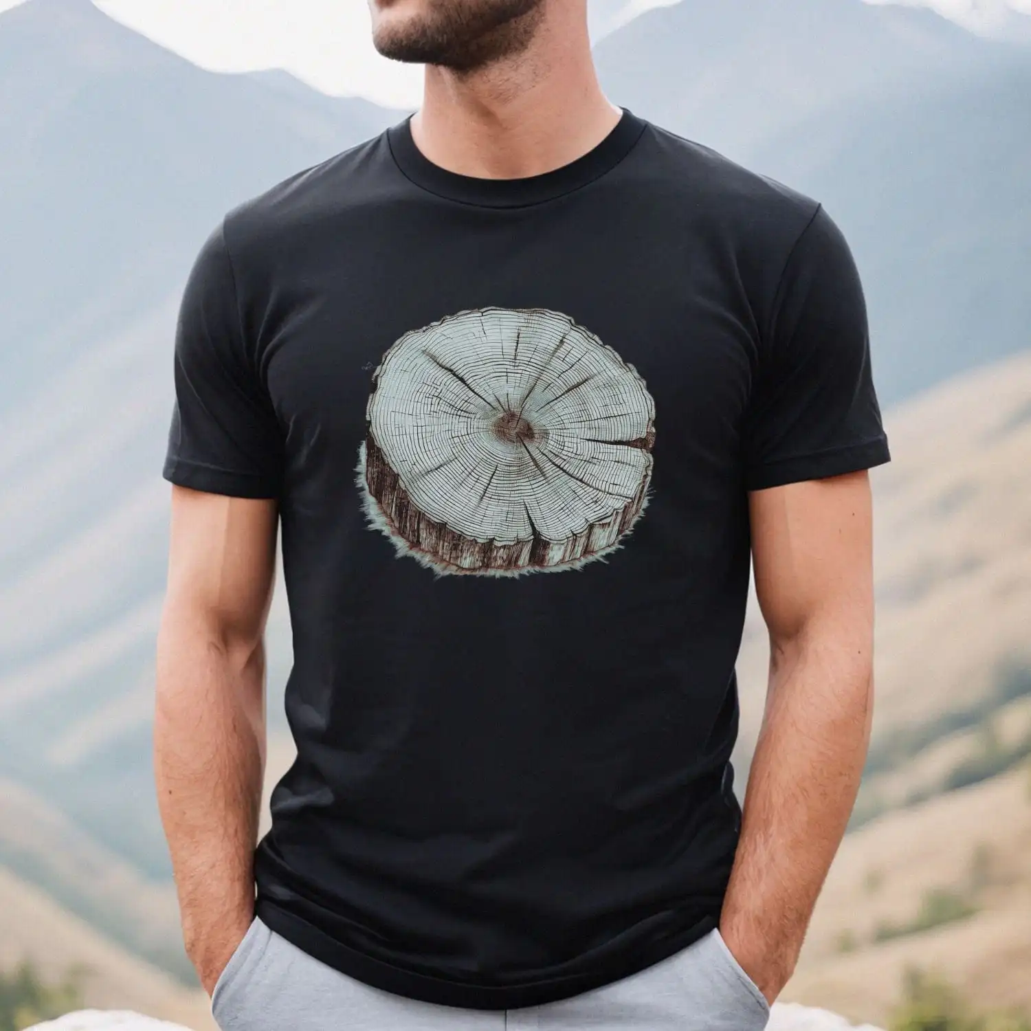 Tree Ring T Shirt Wood Slice Grain Mountain Nature