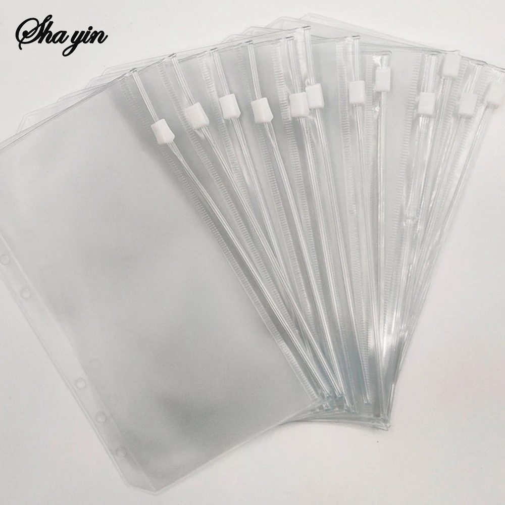 8 個 A5 ルーズリーフノートブックジッパーバッグ PVC 収納袋請求書バッグテンプレート収納ルーズリーフバッグ