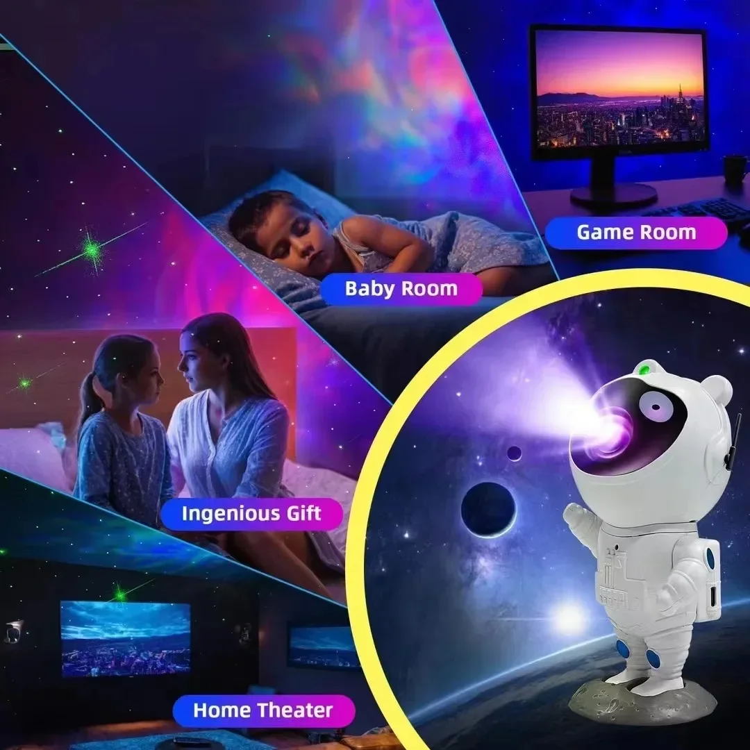 Astronaut Starry Projector Light LED Projector Lamp Bluetooth Speaker Music Playback USB Plug-in for Holiday Bedroom Decorations