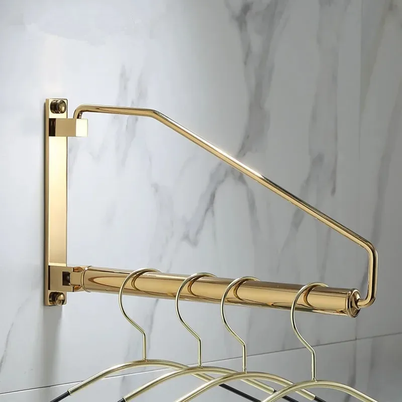 Wall Clothing Hanger Holder Folding Clothes Drying Rack Brass Gold Clothing Hanger Organizer Rack