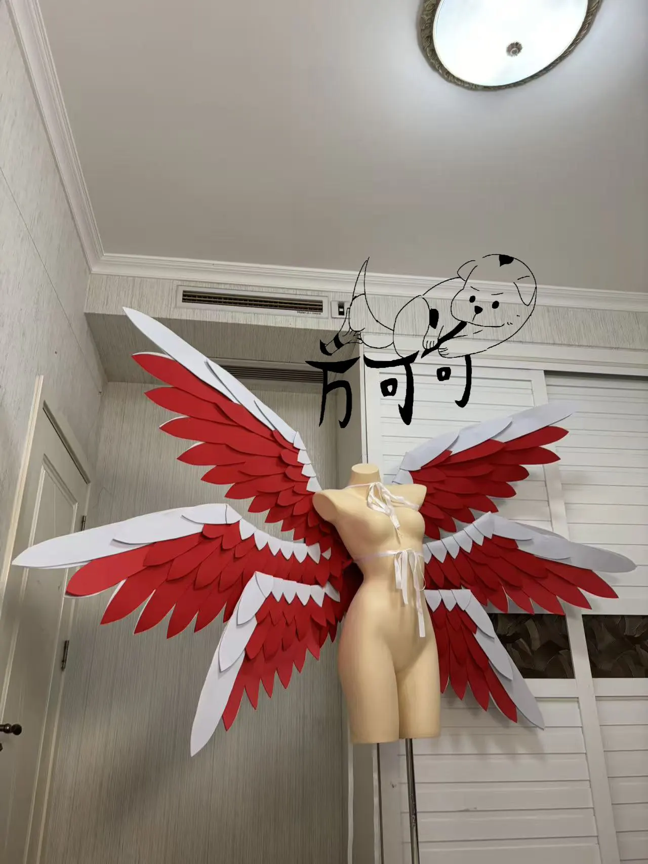 Lucifer Morningstar Wing Prop Angel Devil Red and White Six Winged Wings Cosplay Accessories Halloween Carnival Props
