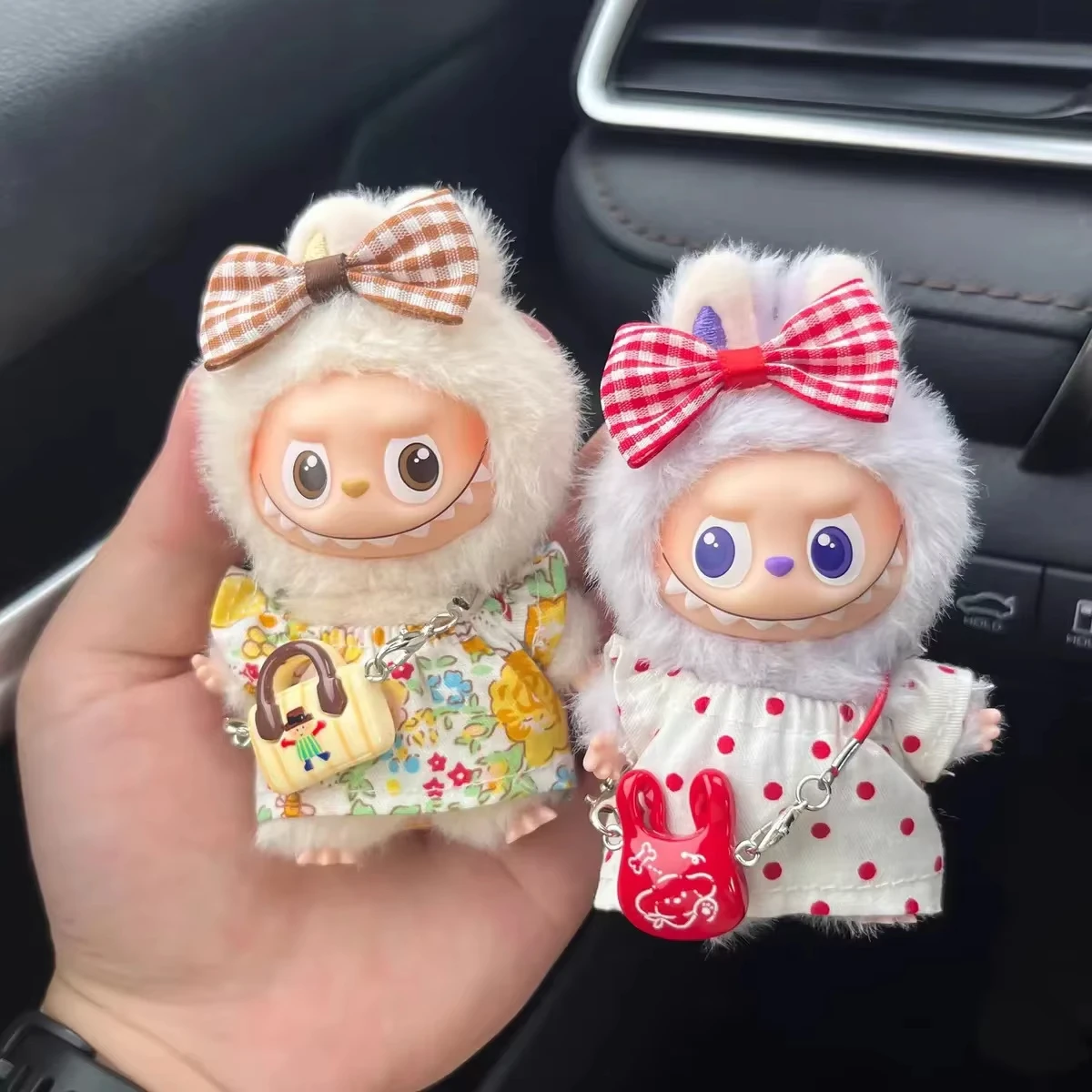 Para mini labubu 4.0 pinos para roupas de amor 3 peças conjunto de saia floral roupas de boneca acessórios labubu