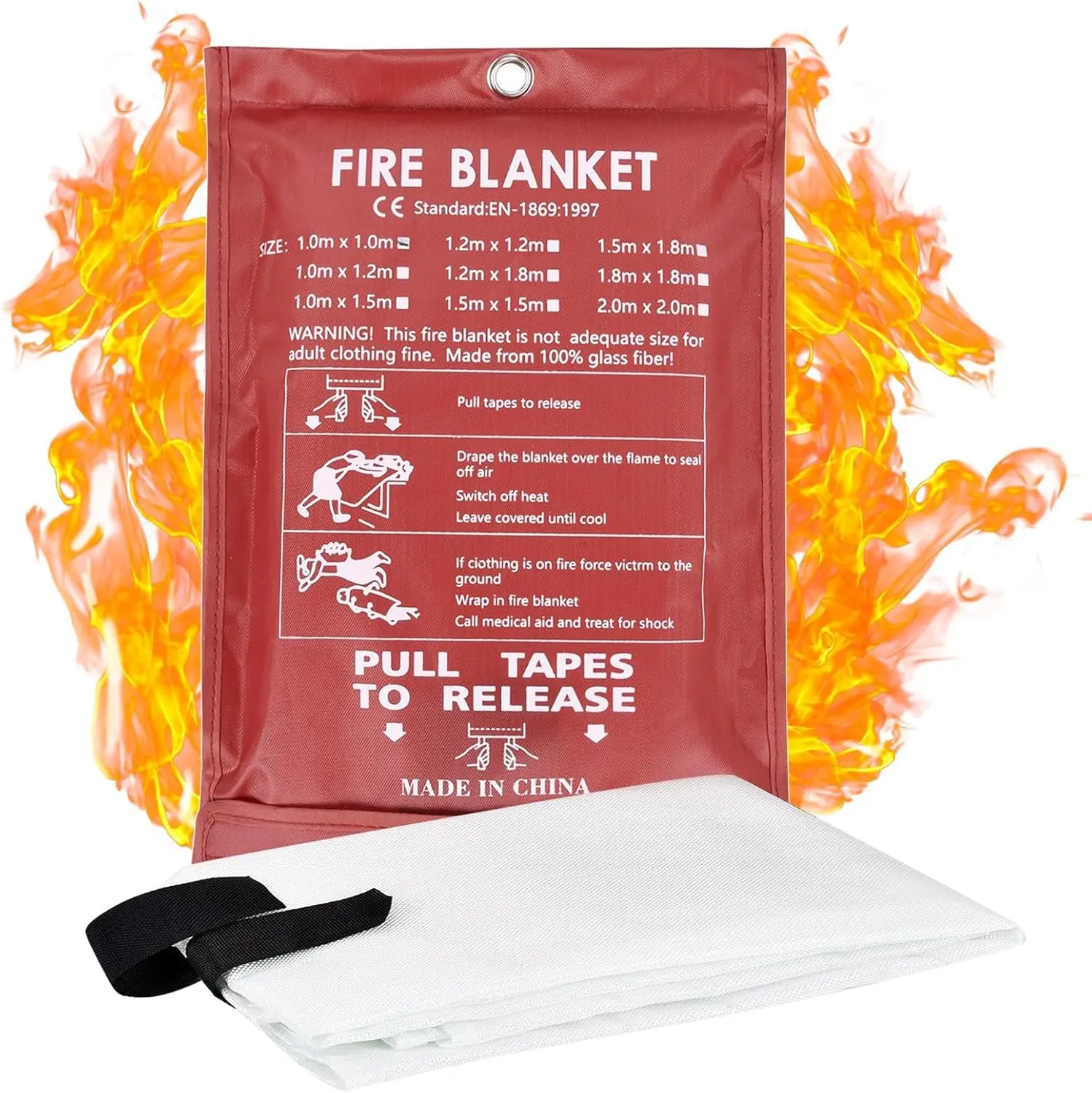 

Hot 1/1.2/1.5/2M Fire Blanket Fighting Fire Extinguishers Tent Emergency Blankets Survival Fiberglass Fire Shelter Safety Cover