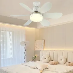 Ventiladores de teto silenciosos com lâmpada LED moderna, 2 em 1, 6 lâminas, 3 engrenagem ajustável, luz regulável, garagem, escritório