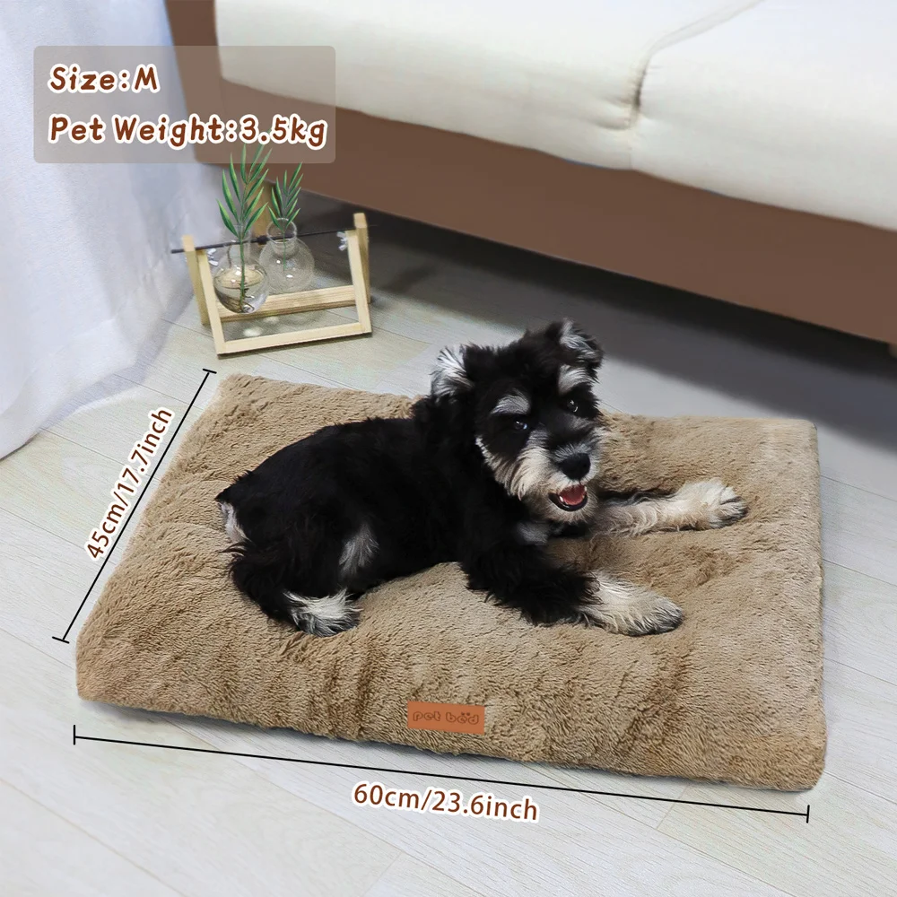 Dog Bed Pet Mat Pet Bed Pet Crate Bed For Cat Washable Plush Pet Mat Bed For Dog Anti-Slip Fluffy Comfy Pet Sleeping Mat