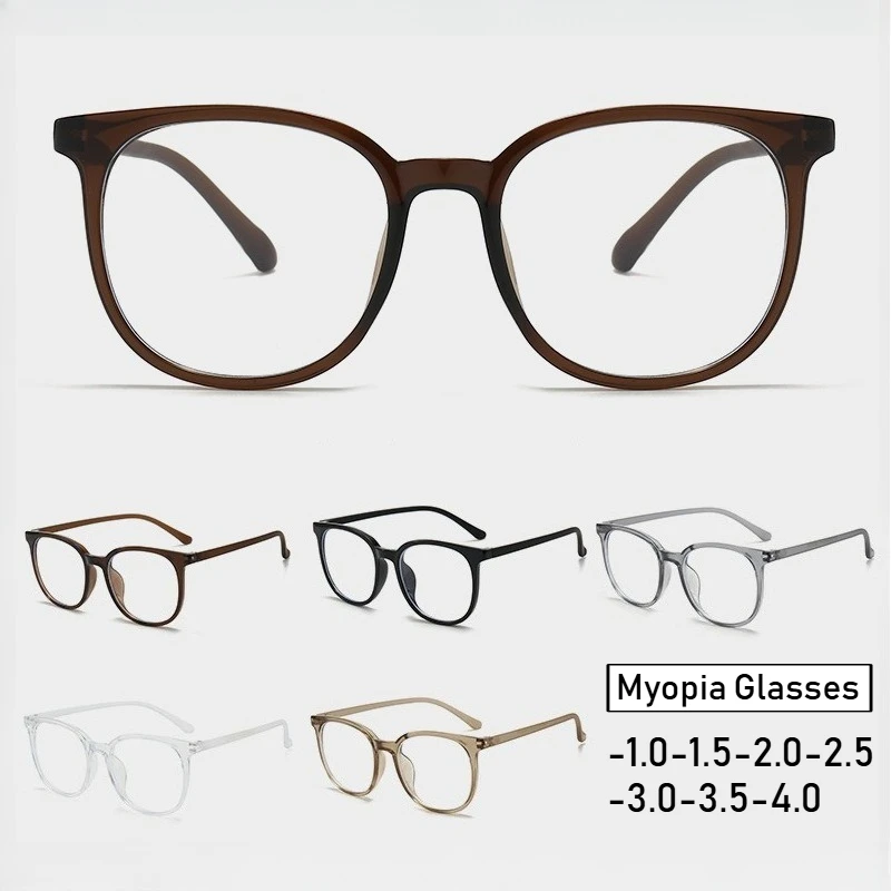 Women Myopia Glasses Round Frame Anti-Blue Light Eyewear Eye Protective Computer Goggles Diopters -1.0 -1.5 -2.0 To -4.0 UNISEX