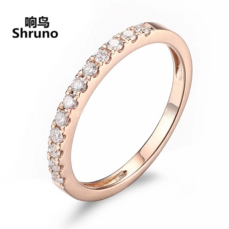 hruno Solid 14K au585 Rose Gold DEF Color Moissanite Diamond Ring For Women Moissanite Wedding Half Eternity Band Trendy Jewelry