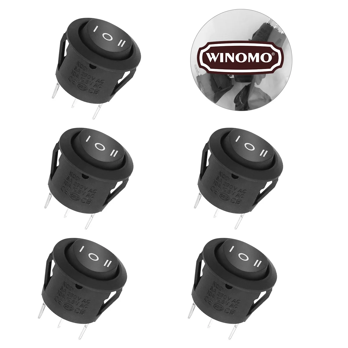 

5Pcs 3-Pin Round Rocker Switch 23Mm on Off on Spdt Toggle for Car Boat Motor Water Dispenser Control Panel Push Button