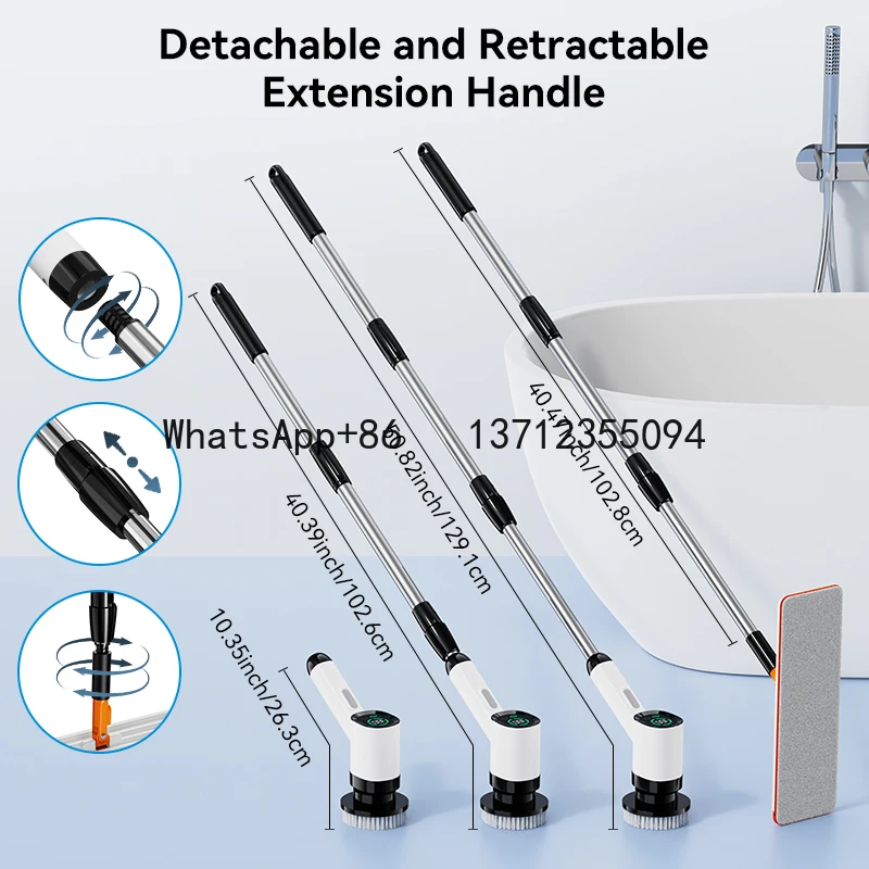 

A14 Electric Cleaning Brush Cordless Dish Washing Wireless Power Tub and Tile Spin Scrubber with 7 Replaceable Shower