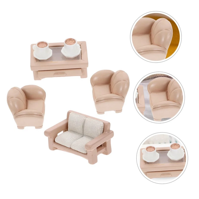 2 Set Miniatures Sofa Toy Miniature Ornament Tiny House Sofa Tea Table Sofa Model Tiny Sofa Toy