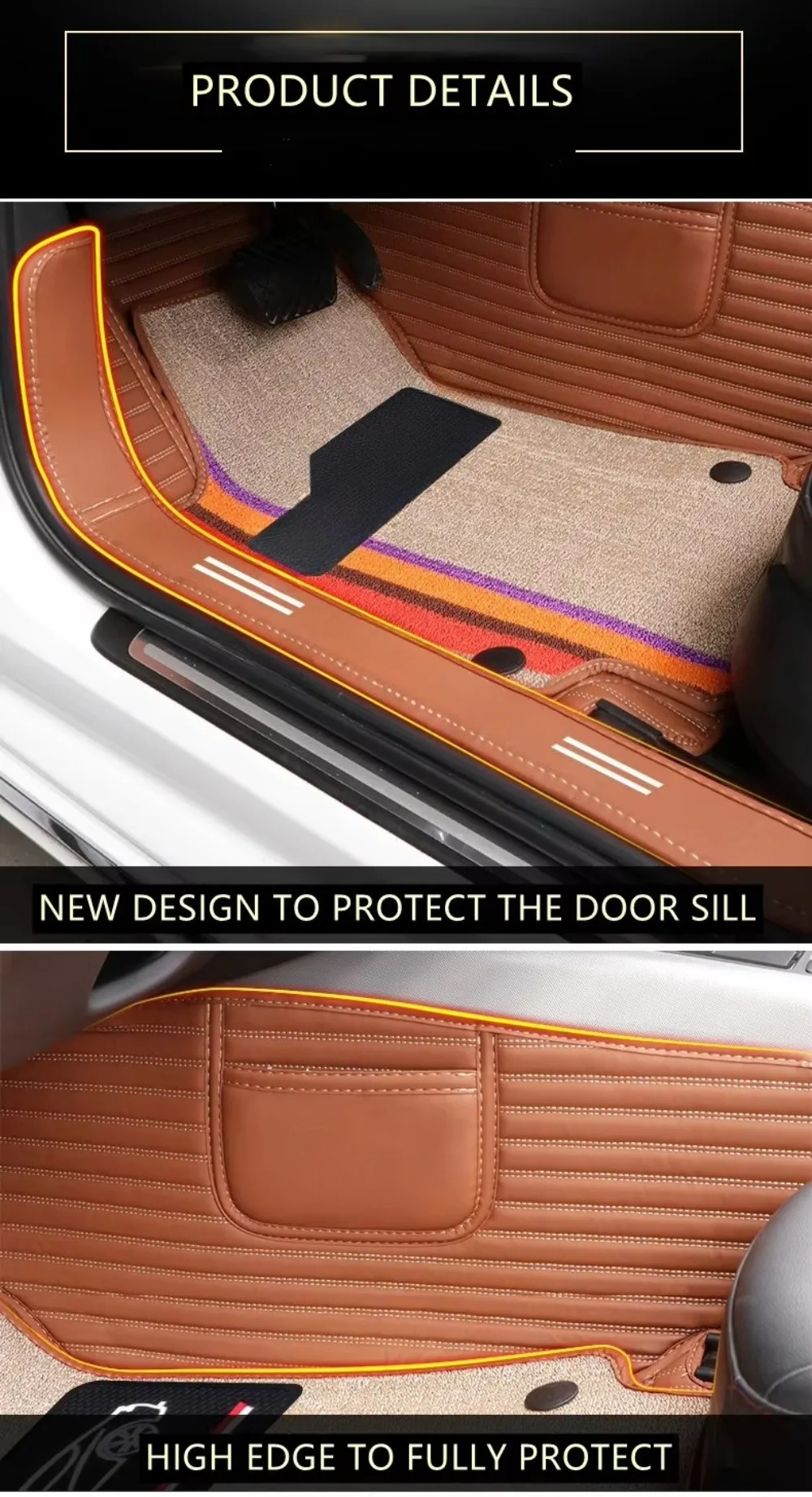 Hand Sewing Leather Luxury Liner Car Carpet 5D PVC Leather Car Mats Floor