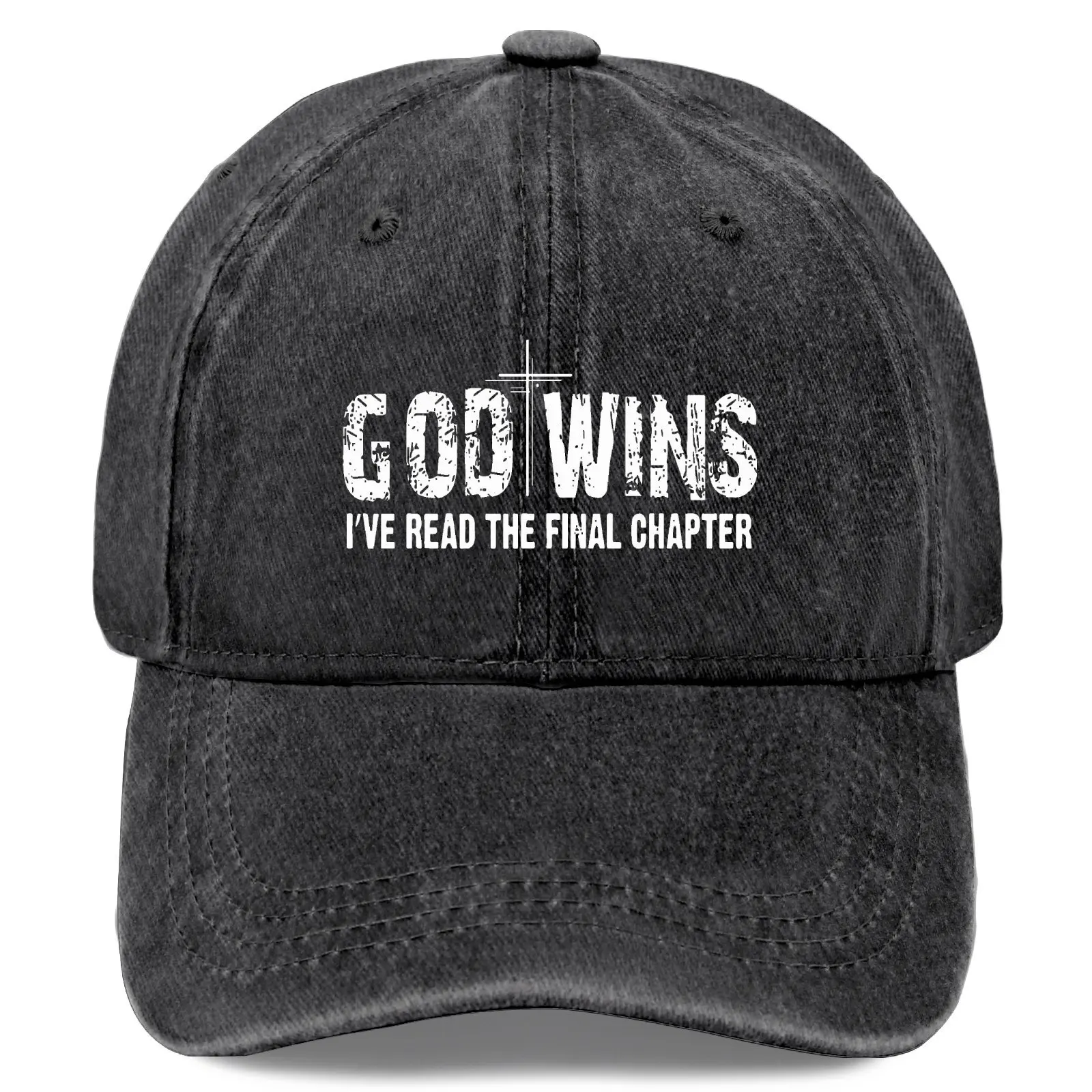 God Wins I Read the Final Chapter Vintage Washed Men's Baseball Cap - Adjustable Dad Hat with Bold Statement Design, Vintage Style, Soft and Durable Material, Perfect for Everyday Casual Wear, Unique Hat, Vintage Style Hat, Soft Top