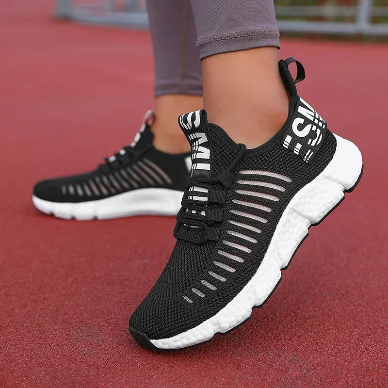 Women's Vulcanized Shoes Shock-absorbing Soft Sole Aerobic Running Shoes Summer Mesh Breathable Sports Lightweight Running Shoes