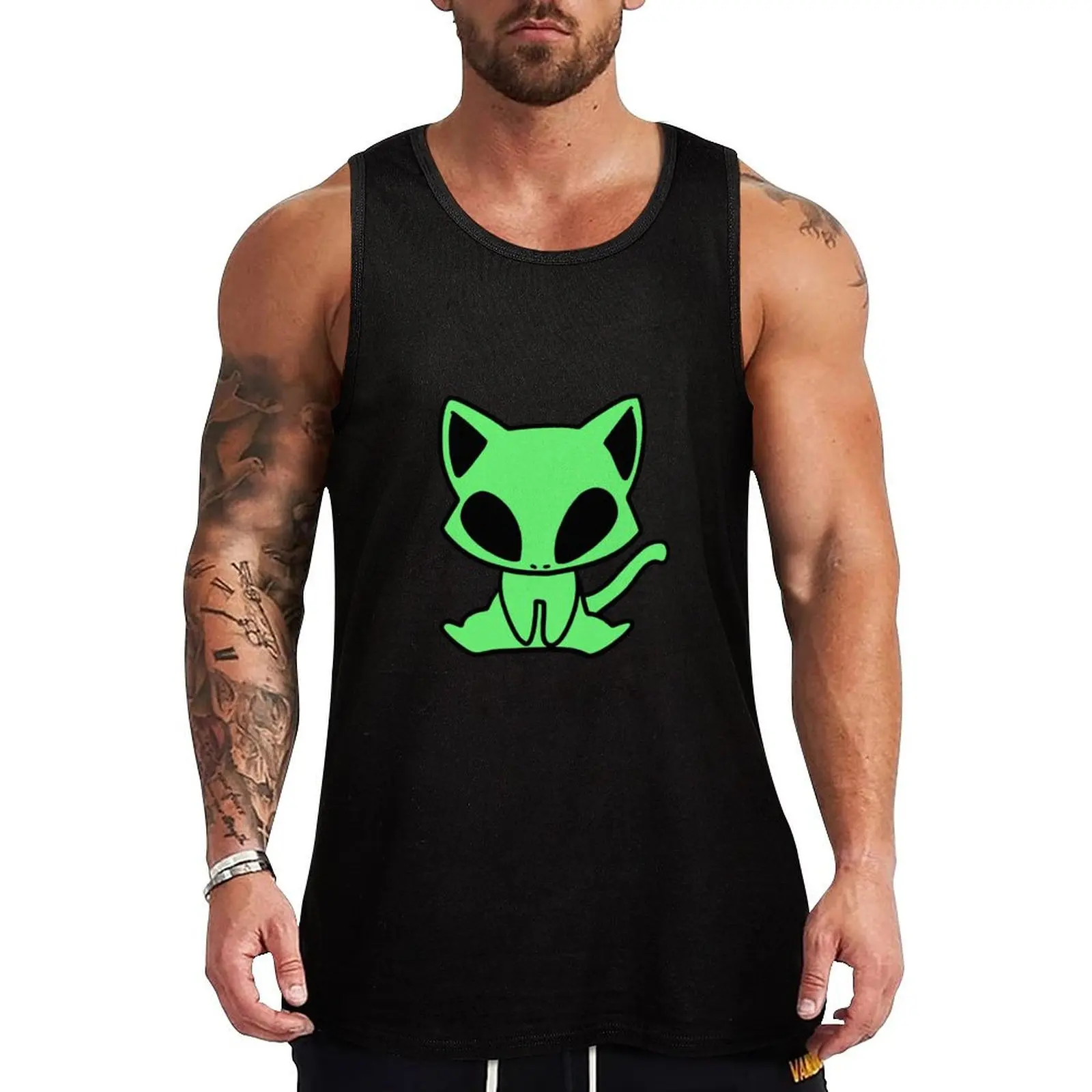 

Alien Cat Tank Top basketball clothing bodybuilding men clothes muscular man Male vest