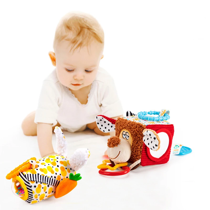 Baby Activity Cube Sensory Toys Stroller Hanging Toys Soft Plush Rattles Crib Mobiles Educational Toys for Babies 0-12 Months