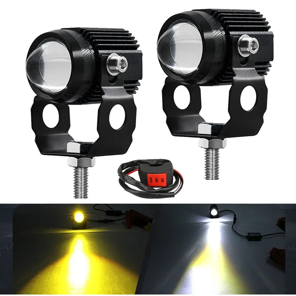 

Dual Color Motorcycles Led Spotlight Moto Headlight Fog Light Scooter Night Lamp Accessories for ltz 400 suzuki BMW Car SUV ATV