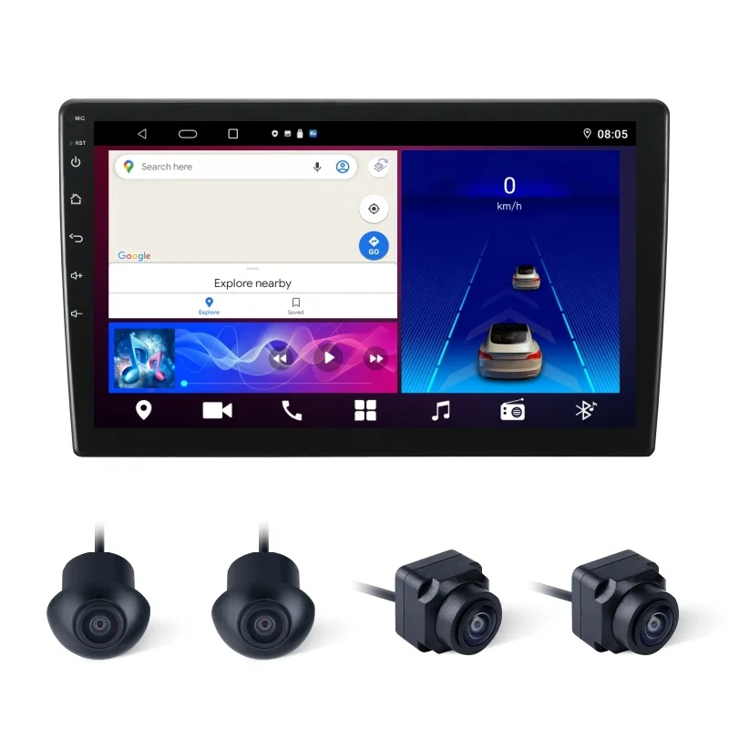 Oem T5 Car Navigation Camera Car 360 720P 1080P GPS BT Touch Android 10 Screen Dvd Player Auto 360 Car Camera System