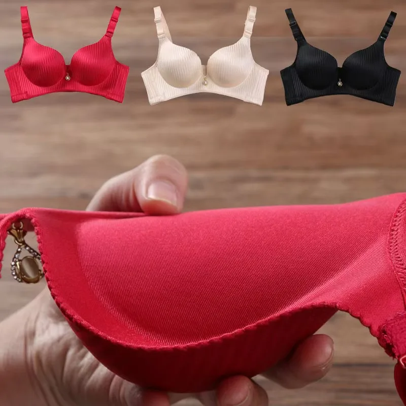 Wireless Push up Bra for Women Sexy Seamless Padded Lingerie with Adjustable Straps 8cm Thick No Steel Ring Comfortable Lingerie