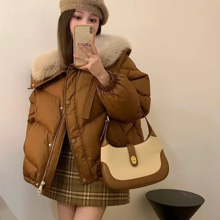 2025 Winter Neue Unten Kurze Gepolsterte Jacke Frauen Parkas Pelz Kragen Dicke Baumwolle Mäntel Kleidung Schwarz Casual Oberbekleidung Weibliche neue – Detail 24
