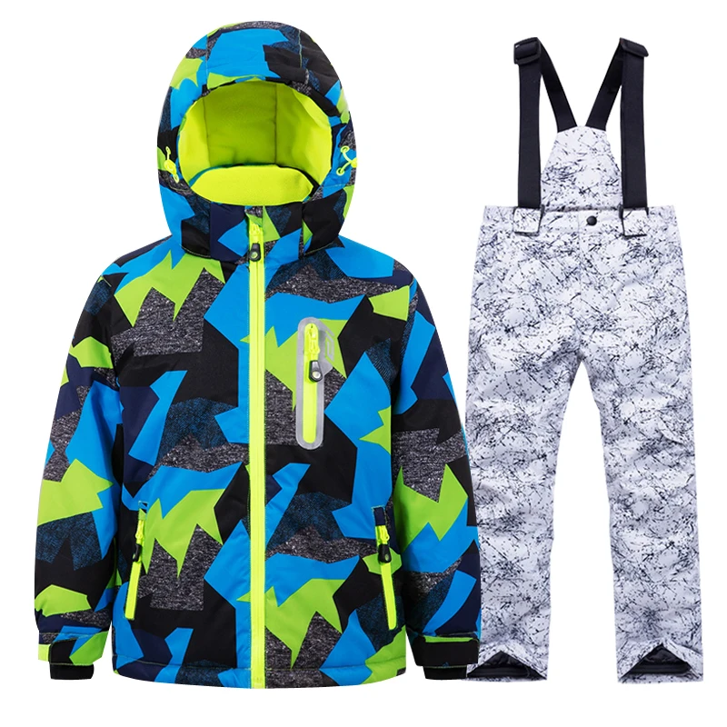 Boys Girls Ski Suit Winter Waterproof Thick Warm Jacket and Pants Set Children's Outdoor Snow Costumes Brand Snowboard