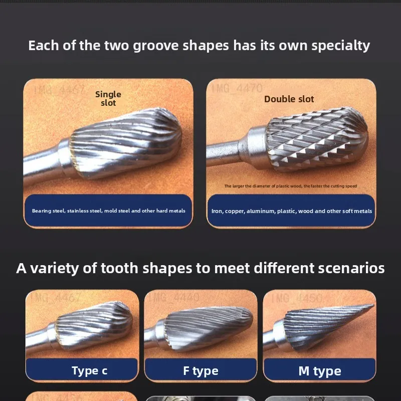 Carbide Rotary File / Tungsten Steel Grinding Metal Grinding Milling Cutter / Woodworking Reaming Drill Bit Inner Grinding Head