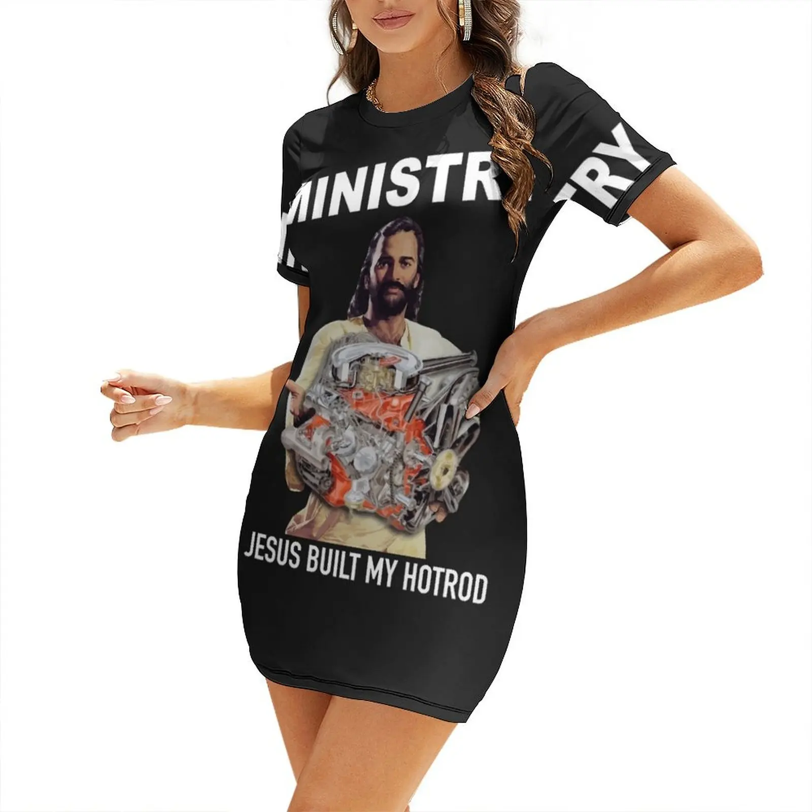 Jesus built my hotrod Short Sleeved Dress women's summer jumpsuit summer dress women 2025 dress korean style