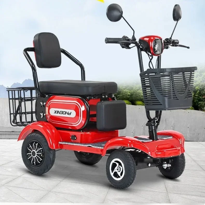 Scooter para idosos, quatro rodas, uso doméstico, bateria elétrica dupla, carro dobrável, pick-up