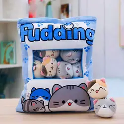 Cute Cat Snack Pillow Pudding Decorative, Stuffed Gifts Pudding Mini Kawaii Toy Dolls Cat Plush Pillow Animal Plush W N6M6