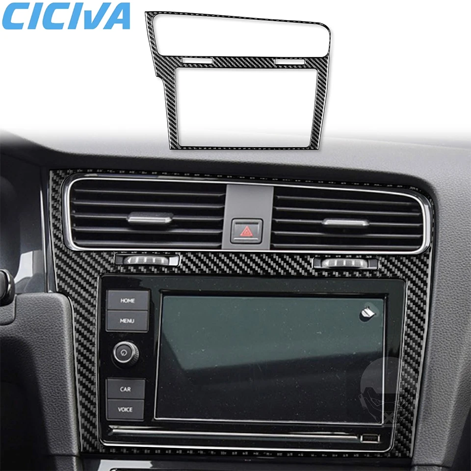 

Soft Real Carbon Fiber Sticker Central control navigat For Volkswagen Golf 7 MK7 2013-2017 Interior Stylig Cover Car Accessories