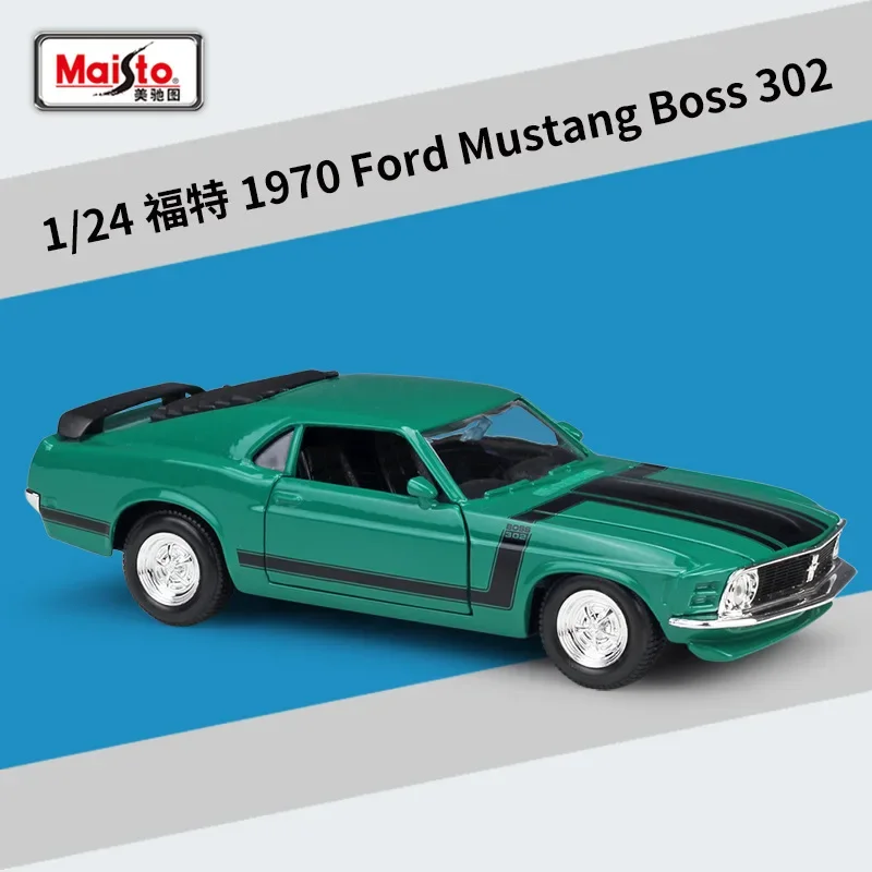 

Maisto 1:24 Scale Ford Mustang Roadster 1970 Ford Mustang BOSS 302 Green Alloy Die Cast Muscle Roadster Car Model Toy Gift