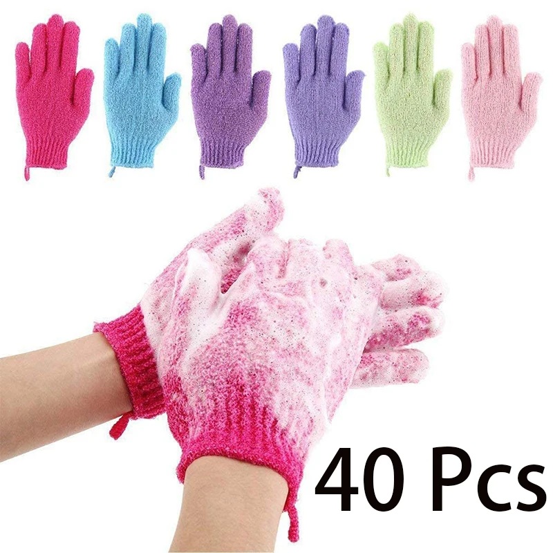 

40 Pieces(Not Pairs) Exfoliating Gloves for Body, Double Sided Exfoliating Bath Shower Gloves for Women Deep Clean Skin for Spa