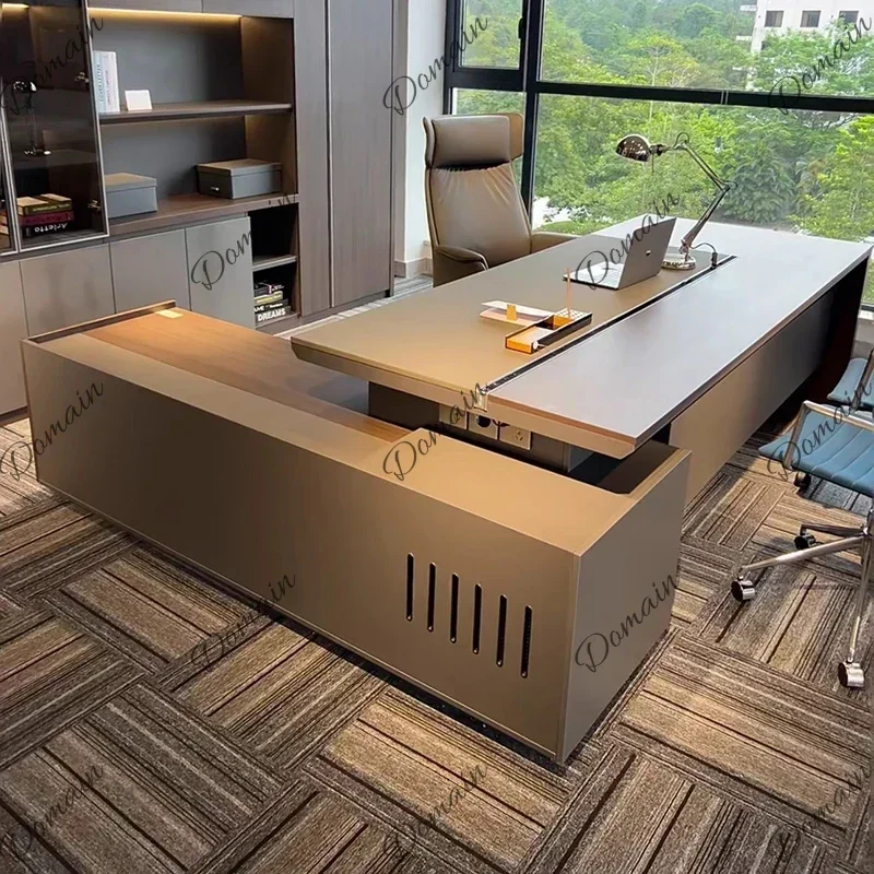 SYI Brown Designer Executive Desk Storage Leg Support Modern Drawers Office Desks Cheap Wood Luxury Escrivaninha Office Furnitur