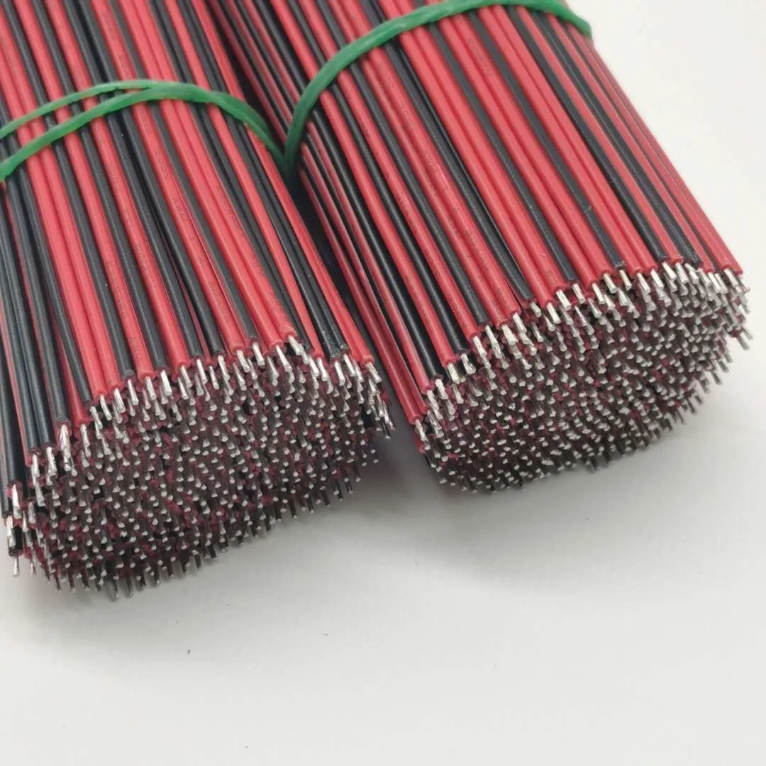 10cm 길이의 24AWG 양단 주석 도금 2468 빨간색-검은색 병렬 전자 연결 와이어 100개