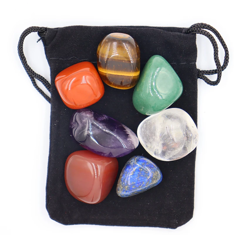 7pcs / set Natural crystal Yoga Polished Energy Stone Chakra Reiki Healing Fengshui Decor Stone Set