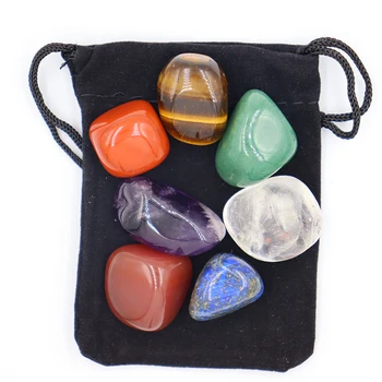 7pcs / set Natural crystal Yoga Polished Energy Stone Chakra Reiki Healing Fengshui Decor Stone Set