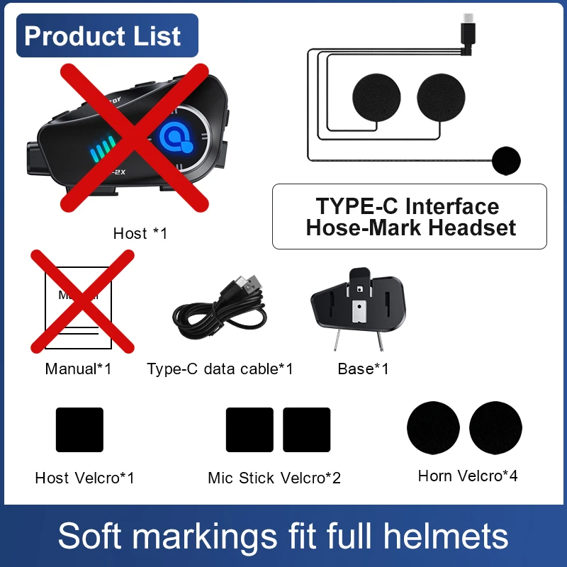 Motorcycle Bluetooth Helmet Intercom Accessories Excludes Host Manual Compatible With Q28-2X Helmet Intercom By Default
