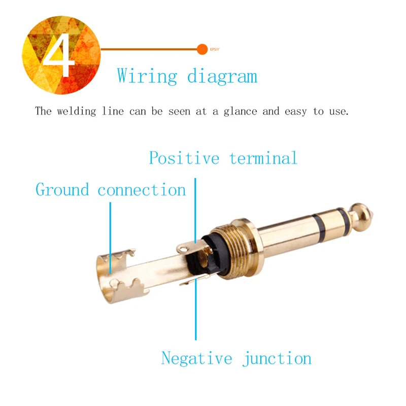 1PCS Stereo Jack 6.35mm 6.3mm Male Jack Connector 6.35 Speaker Plug Gold-plated Audio Connector