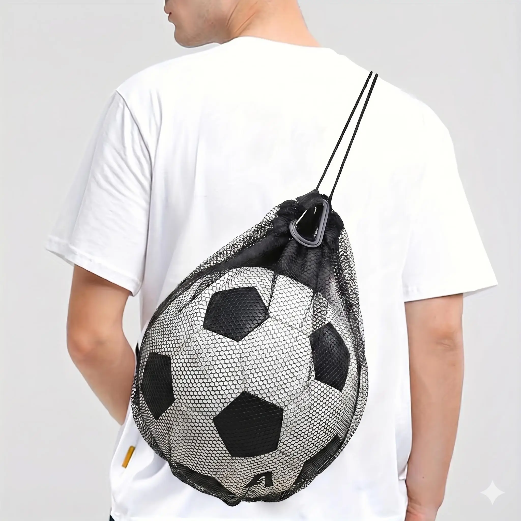 

Portable football mesh bag, multi-functional drawstring sports mesh bag, foldable football mesh bag, high-quality drawstring sports ball bag is suitable for basketball, water polo, football, volleyball. (bag only)