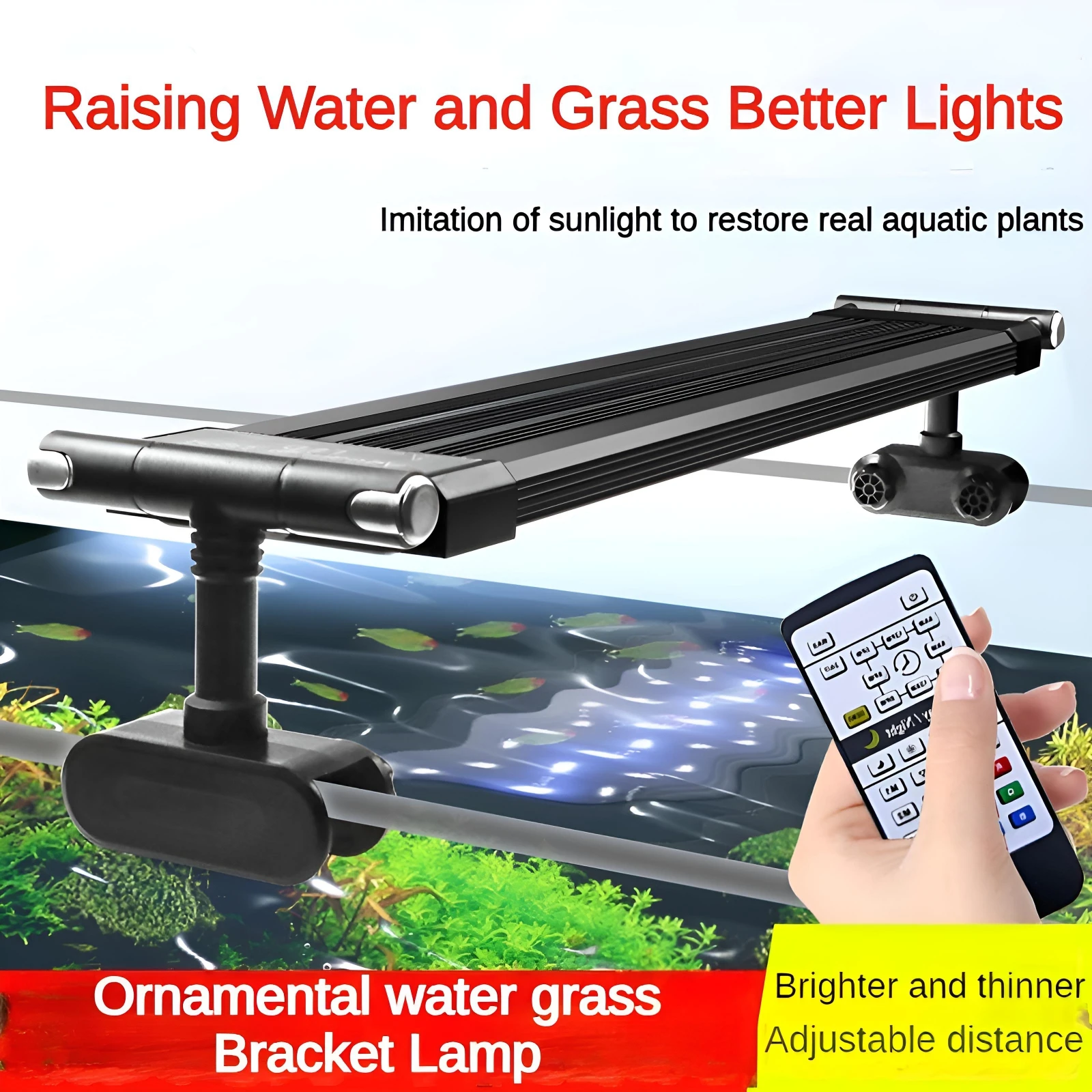 

Aquarium Light Smart Remote Full Spectrum LED, IP68 Waterproof Aluminum Alloy Adjustable Brightness for Aquatic Plants