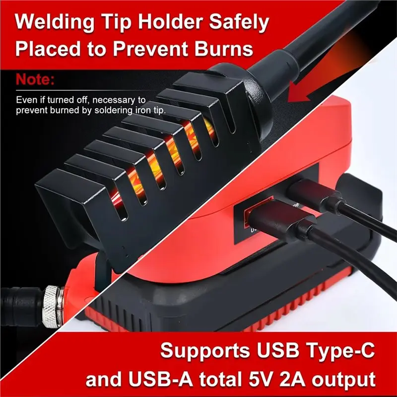 2026 Hot Style Cordless Soldering Iron For Einhell 18V PXC Power X-Change Battery,With Digital LCD Display, USB& Type-C Port