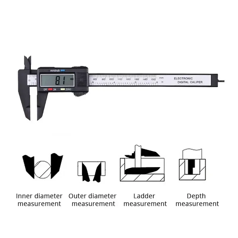 Caliper 100/150mm 6 Inches Caliber Number Measuring Tools Micrometer Electronic Carbon Fiber Vernier Caliper LCD Digital Ruler