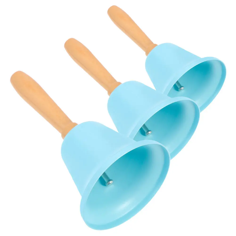 3Pcs Loud Metal Hand Bell with Wooden Handle for Pet Training Feeding Reminder Elderly School Classroom Wedding