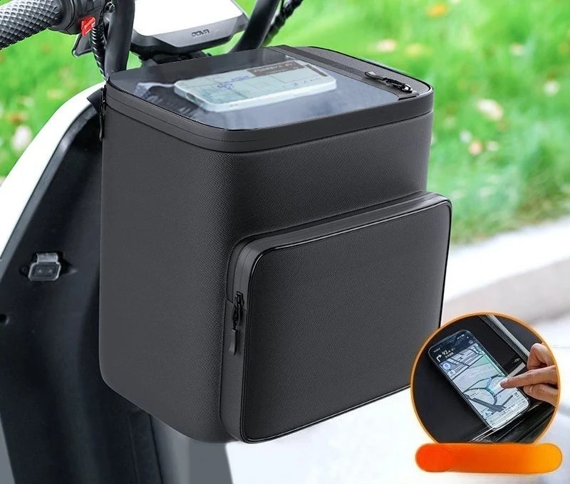 Electric Motorcycle Helmet Storage Bag Waterproof Front Pocket Universal Rain Cover Phone Holder Pouch