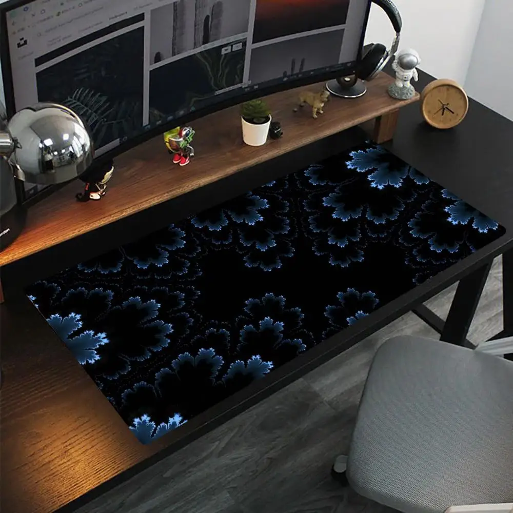 

Темно-ночные синие цветы・Таинственная атмосфера Коврик для мыши Большой коврик для мыши с замком по краям для игровой клавиатуры компьютера и стола