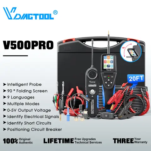 VDIAGTOOL 2025 V500PRO 2 in 1 자동차 전원 회로 프로브 테스터 키트 자동차 차단기 테스터 전기 시스템 진단 도구