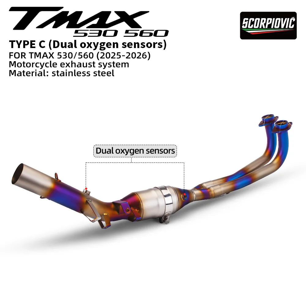 

Для мотоциклов TMAX 530 560 (2017-2023) – Модифицированная выхлопная система из нержавеющей стали, передняя труба 51 мм, тип Slip-on