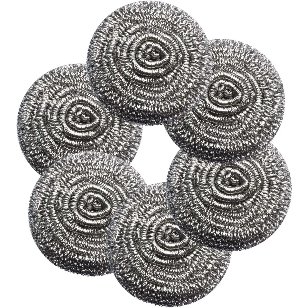 

Six Flexible Steel Wool Scrubber Pads for Dishes Pots Pans Grills and Sinks
