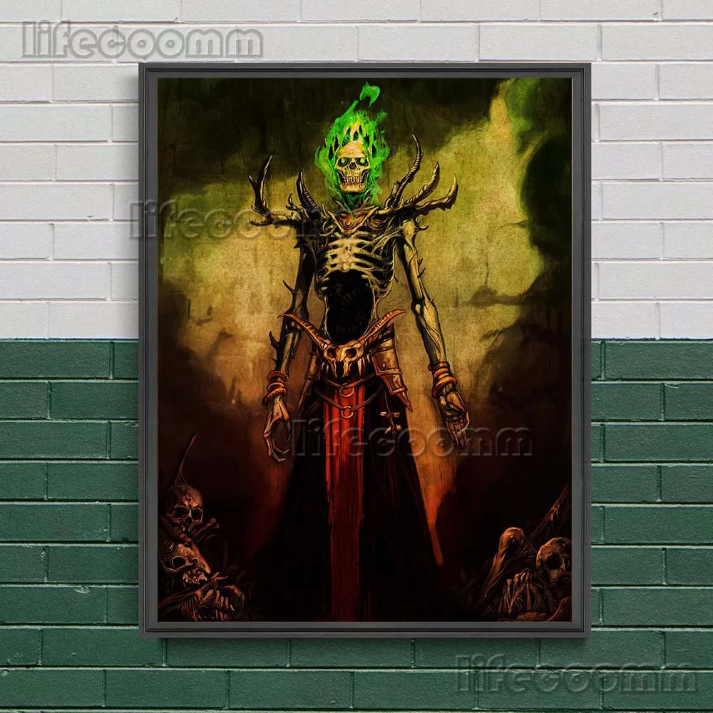Evil Wizard King And Brain Eating Monster Vintage Wall Art Canvas Painting Home Decor Vampire In The Cemetery Poster Print Decor